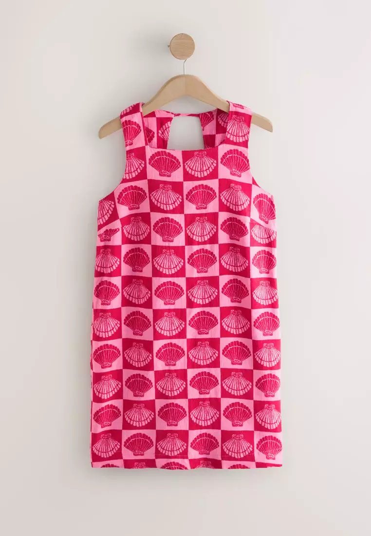 Square Neck Shift Mini Dress with Linen