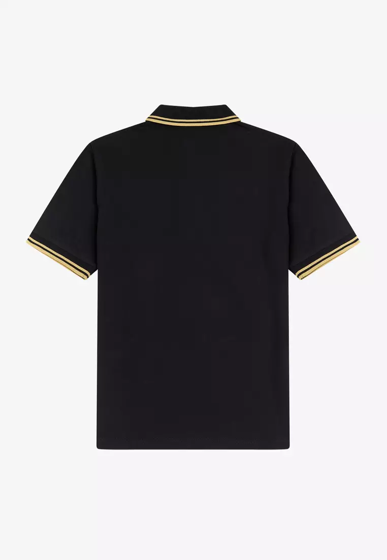 Fred Perry M12 Made in England Twin Tipped Fred Perry Shirt (Black / Champagne / Champagne)