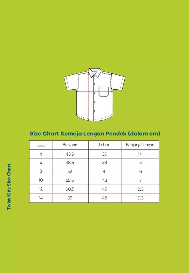 Twist Kids - Everyday NC, Noos Series,Kemeja Lengan Pendek Polos  Anak Laki-laki (4-14 tahun) Warna Dark Olive