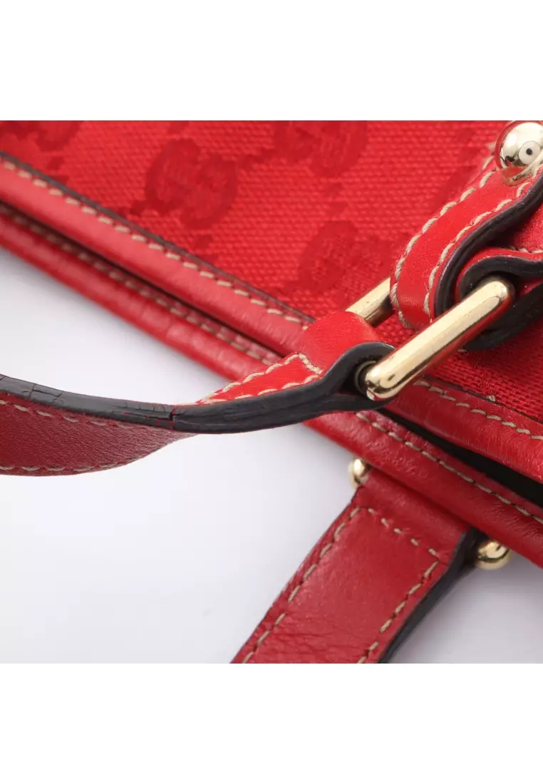 バッグ GUCCI GG Canvas Tote Bag Red Leather Buy GUCCI Pre-Loved Gucci GG canvas Handbag tote bag canvas