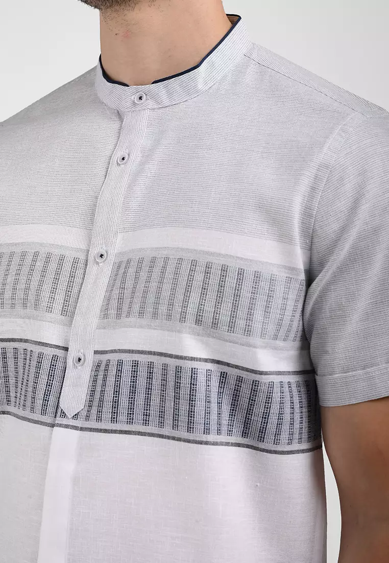 MOC Kemeja Koko Lengan Pendek Pria IBRA-WHITE