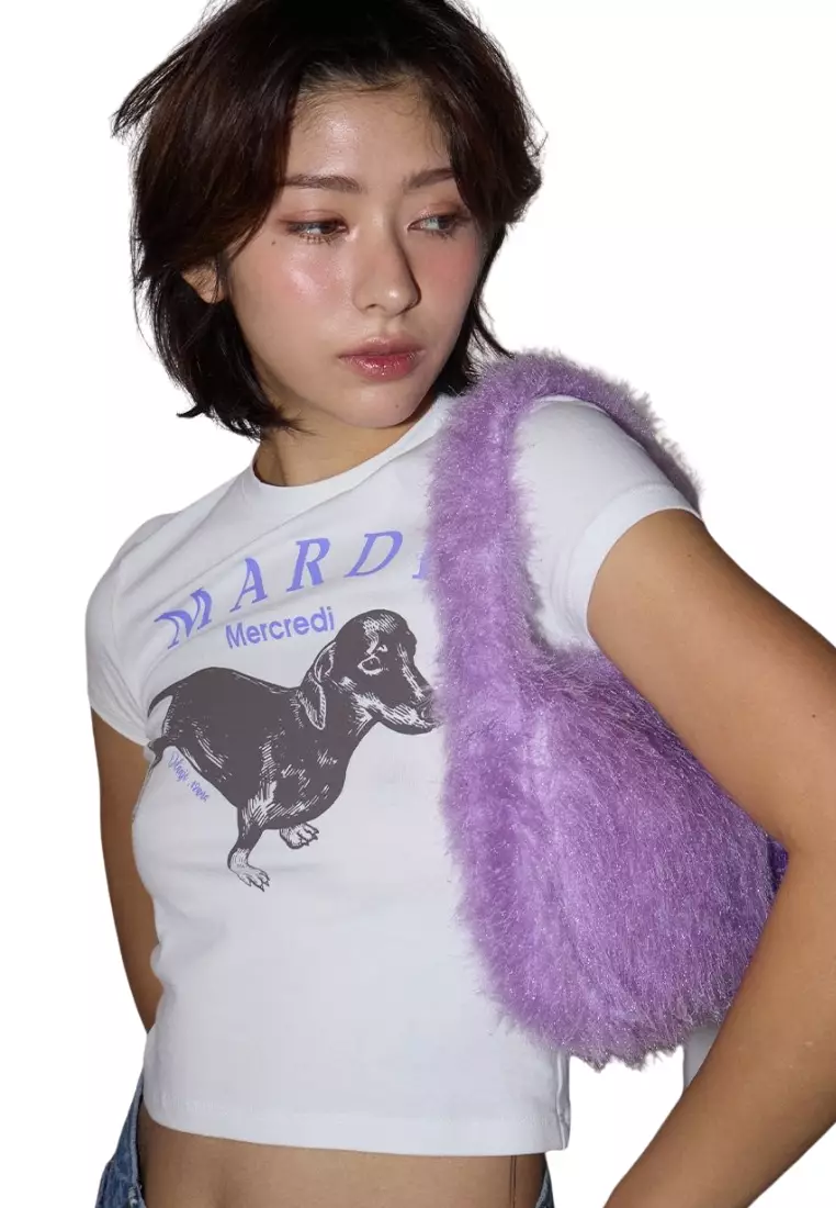 Cropped Tshirt Ddanji - White Purple