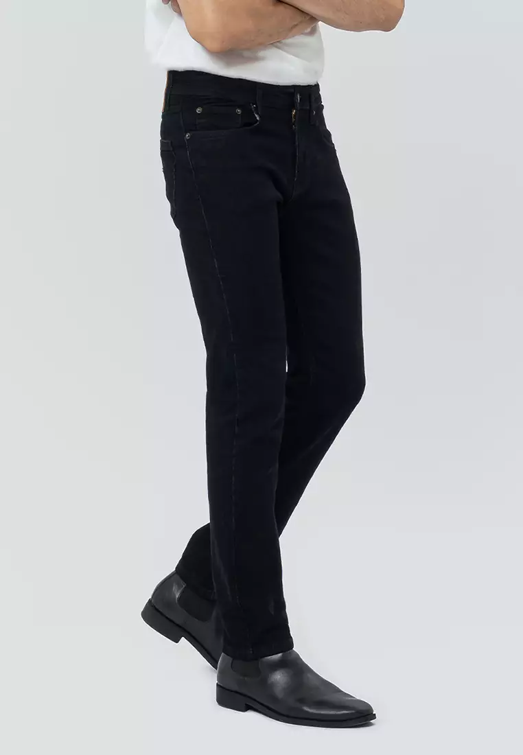 802 Slim Fit Twill Stretched Jeans BLACK Celana Denim Pria