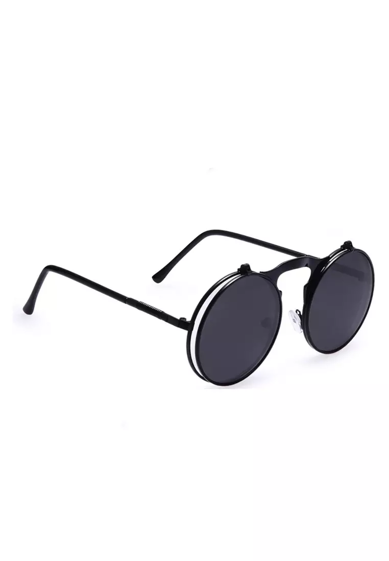 AOFLY Kacamata Casual Hitam Round Vintage Steampunk Sunglasses Material Alloy ORIGINAL