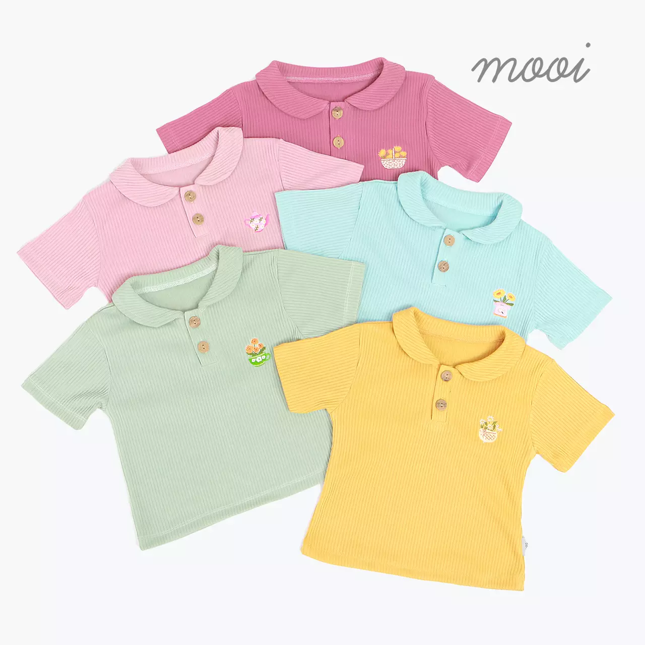 Mooi Atasan Anak Perempuan Laura Rib Top - Blue Rain