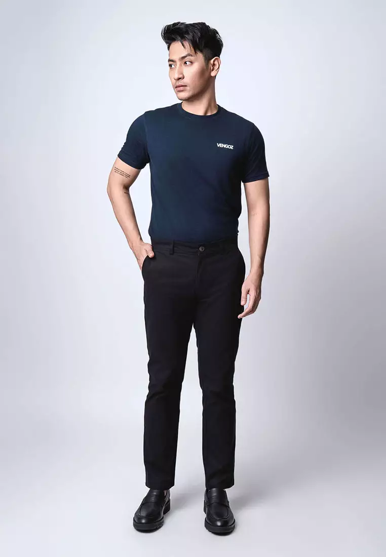 Regular Straight Fit Chino Cotton Twill Black