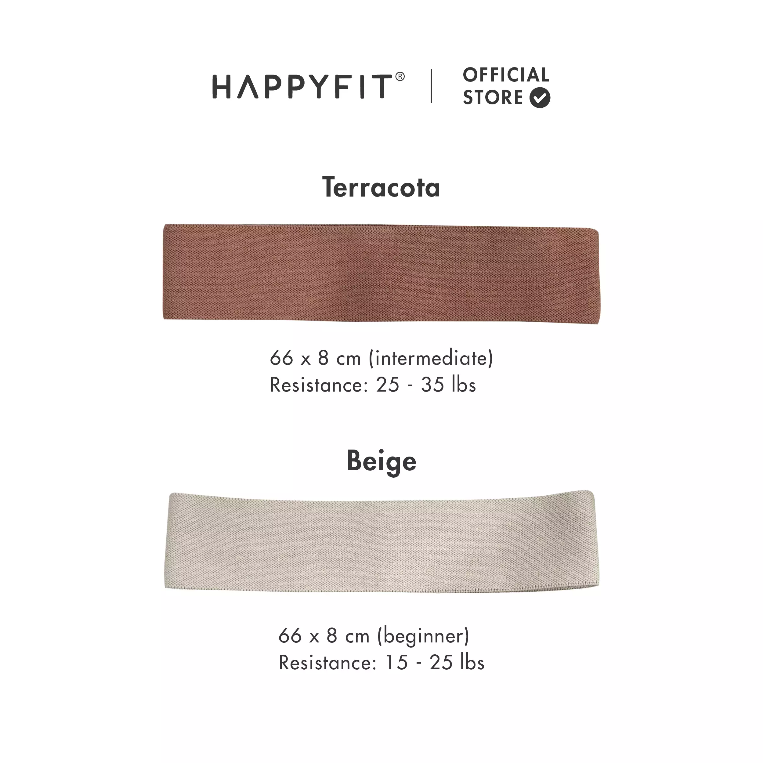 HAPPYFIT - Resistance Hip Band / Anti Slip Squat Band Beige S Beginner
