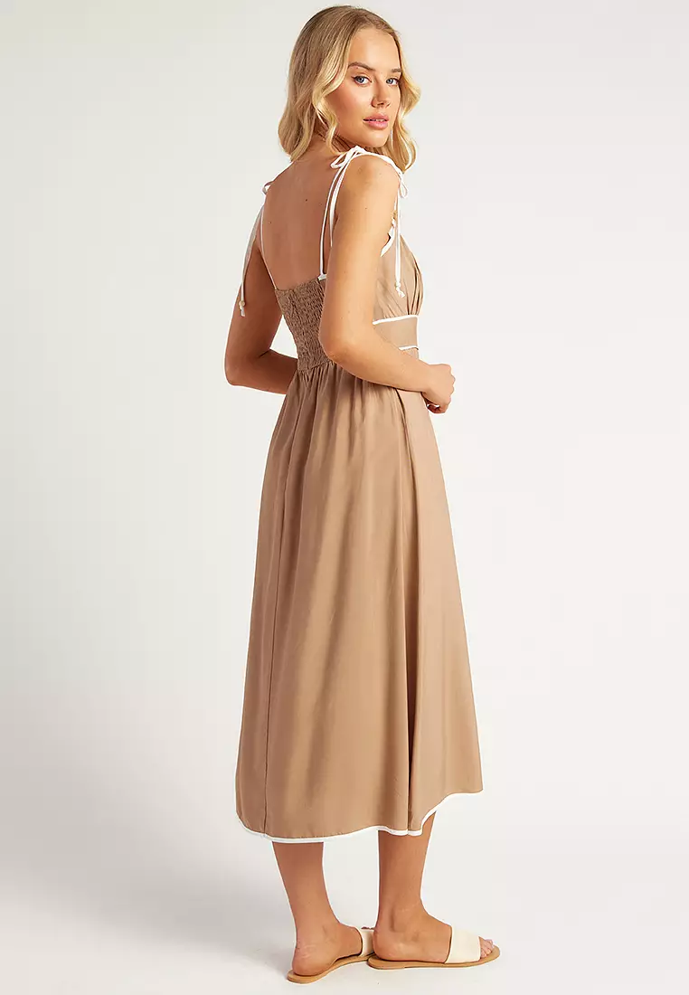 Shirred Detail Long Dress
