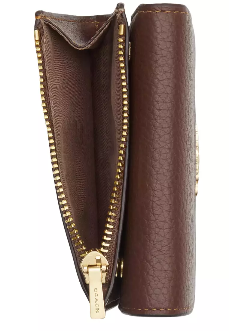 Card Holder Wallet In Signature Canvas - Tan/ Brown CZ034