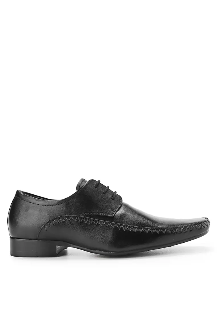 Auburn Sepatu Formal Kantor Kulit Asli Pantofel Pria - Black