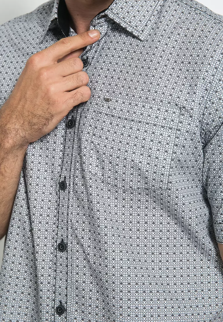 LGS - Kemeja Casual Pria Motif Abstrak Warna Abu CSH.272.W570.1173.C