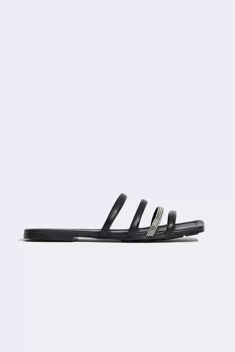 Discount on Defacto  shoes - SKU: Flat Sole Double Band Faux Leather Slippers