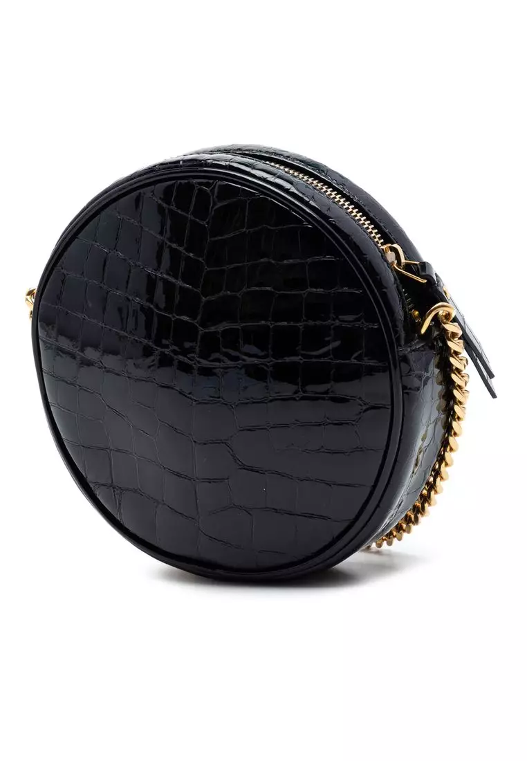 Pre-Loved Saint Laurent Croc Embossed Patent Round Vinyle Camera Bag