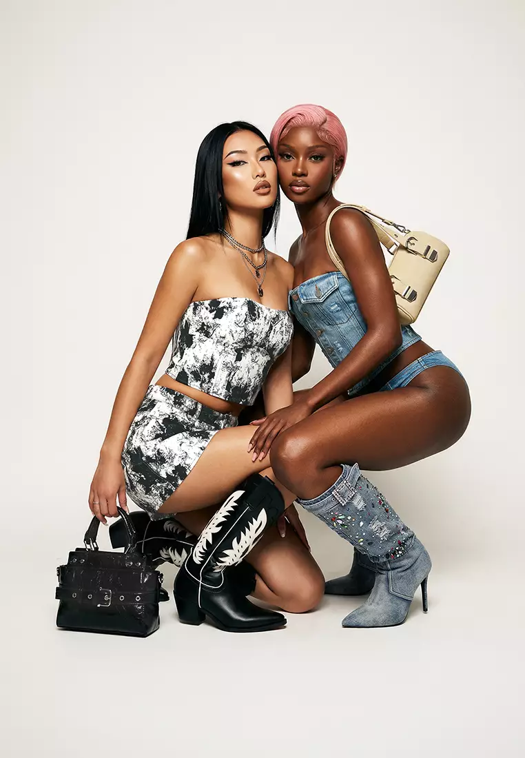 Blue Denim Corset Tube Top