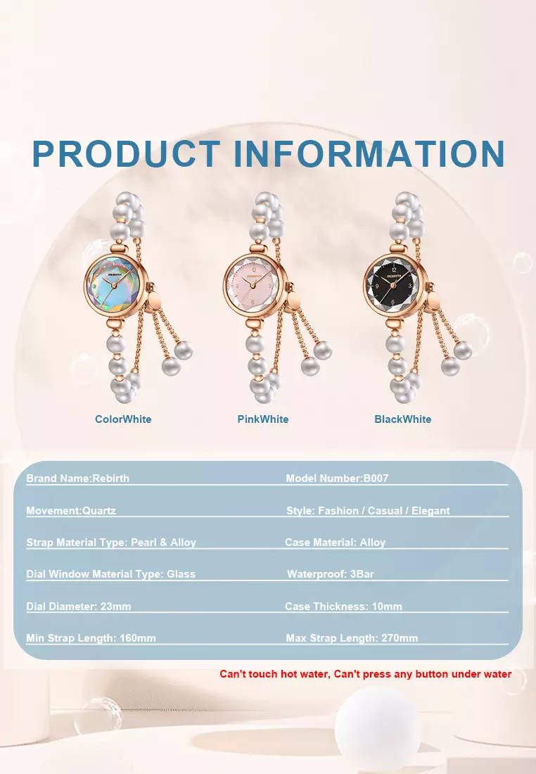 Jam Tangan Wanita Anti Air Original Elegan Korea Mutiara Tali Gelang Jam Tangan Cewek colorwhite