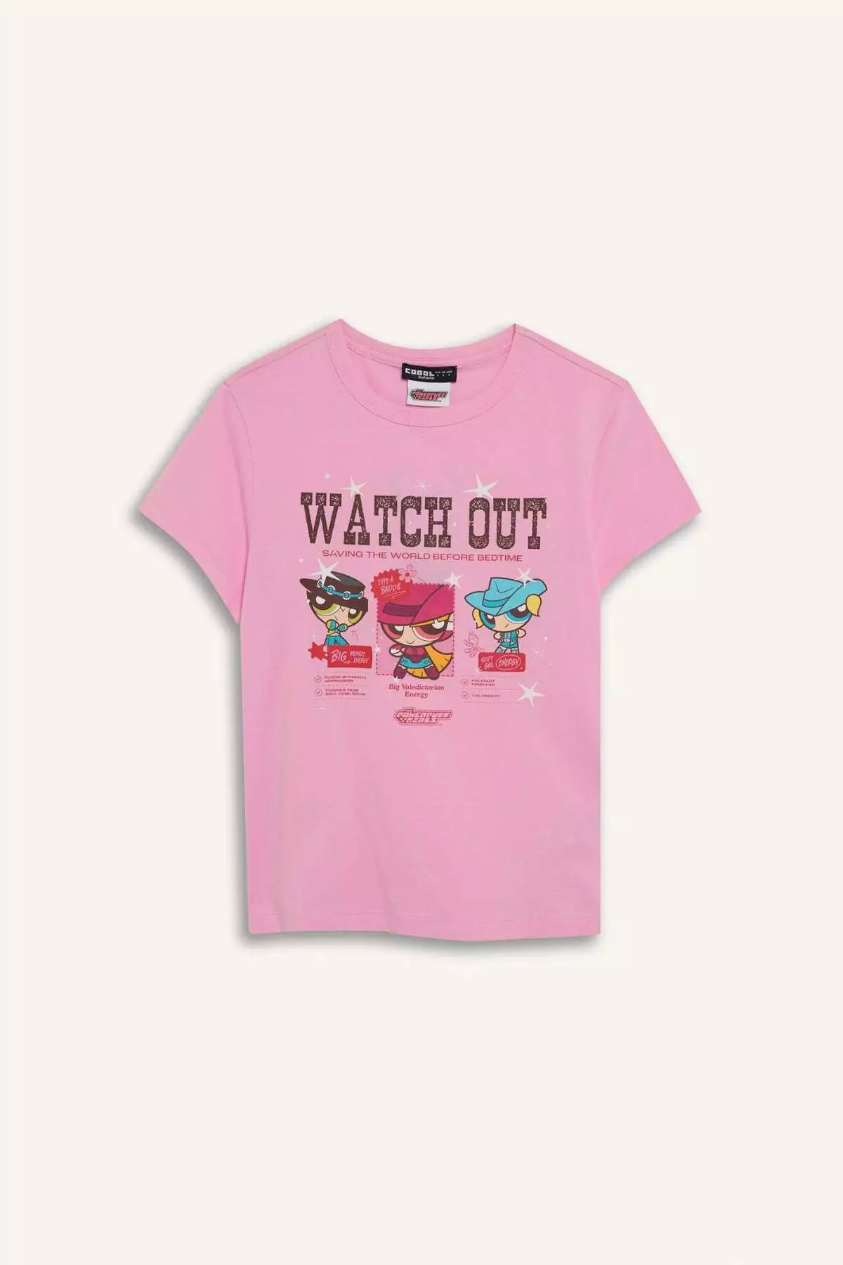 Coool Powerpuff Girls Regular Fit Crew Neck Ribbed Short Sleeve T-Shirt D9126Ax25Sm