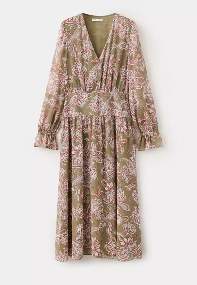 Mango Midi Dress With Textured Floral Chiffon 2026 | Buy Mango Online