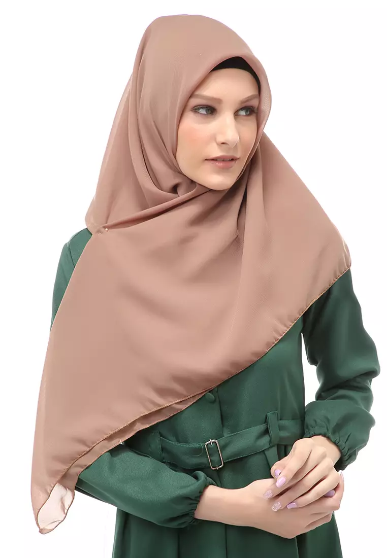 Kanya Hijab Scarf  Motif Polos Wanita Muslimah Relaxed Fit - Brown