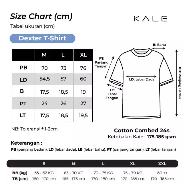 Kale Dexter Black / Kaos Oversize Lengan Pendek Pria / Unisex