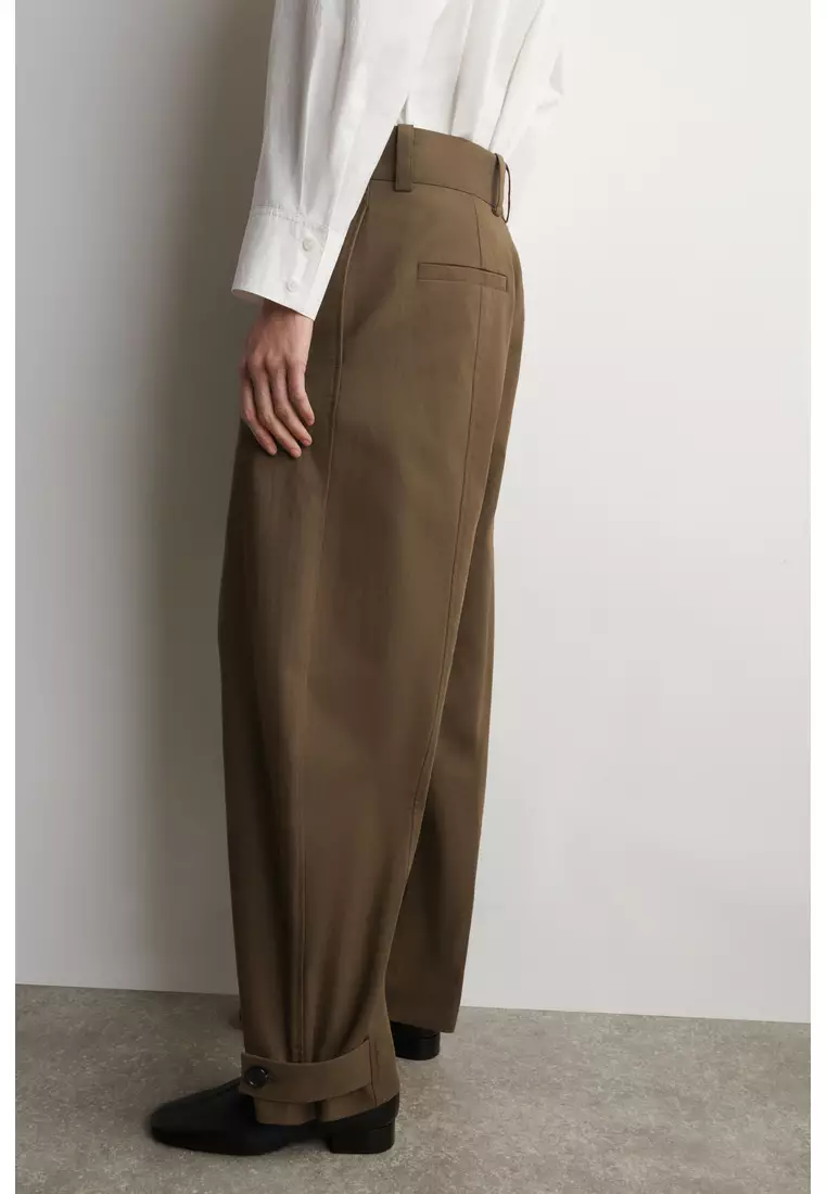 BARREL-LEG COTTON UTILITY TROUSERS