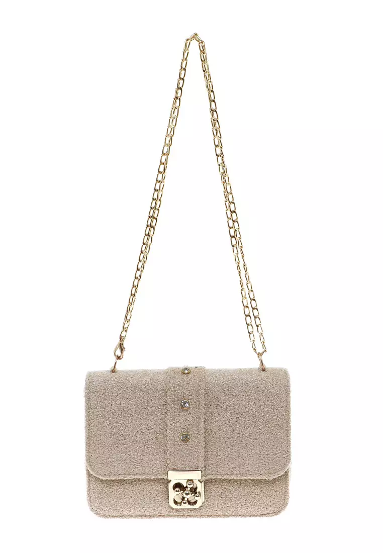 Anxar Slingbags Wanita Tali Rantai Design Casual Premium Quality - Cream