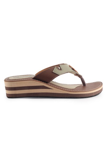 Raindoz Women Sandals Wedges Combi- Brown