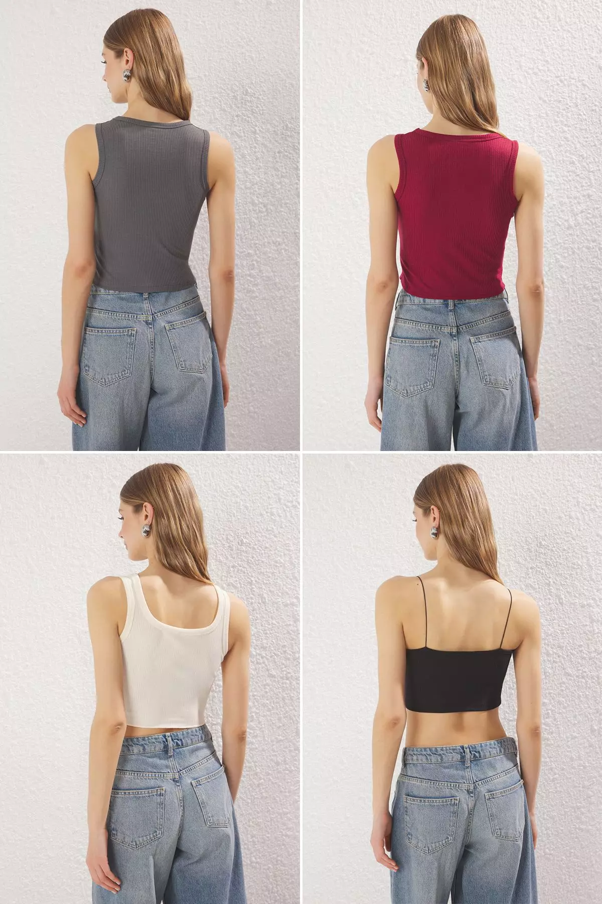 Stone-Burgundy-Black-Grey 4-Pack Fitted/Body-Smoothing Knitted Undershirt TWOSS25AL00057