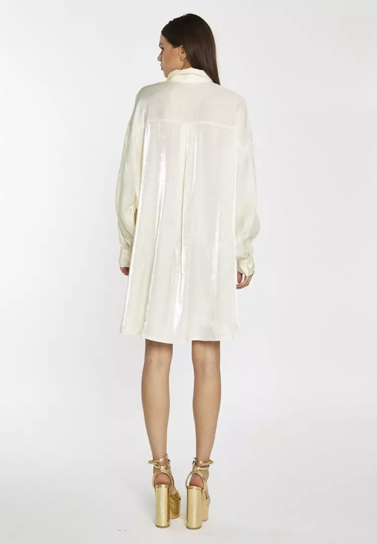 Vanilla Shimmer Shirt Dress