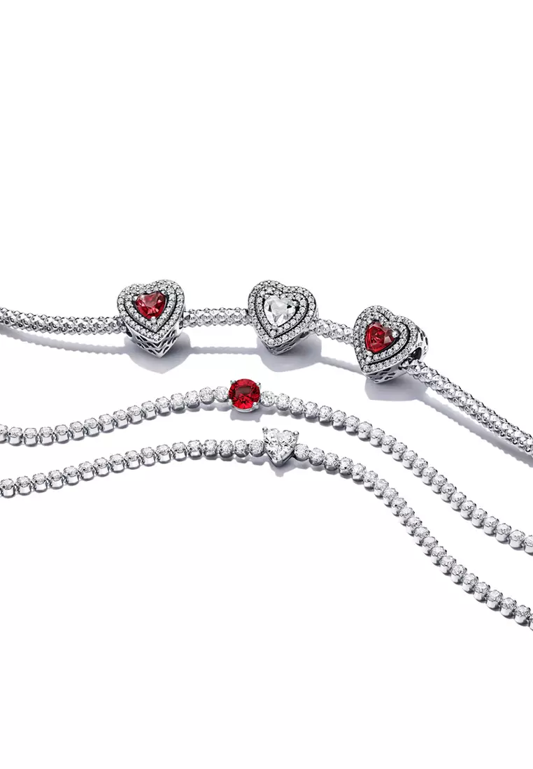 Red Sparkling Sparkling Heart Bracelet Pandora Buy PANDORA