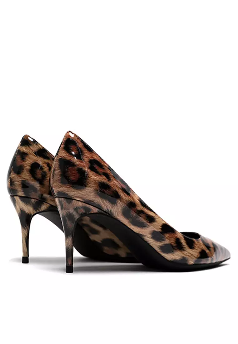 6.5CM Leopard Faux Patent Pointed High Heel Shoes HZL160