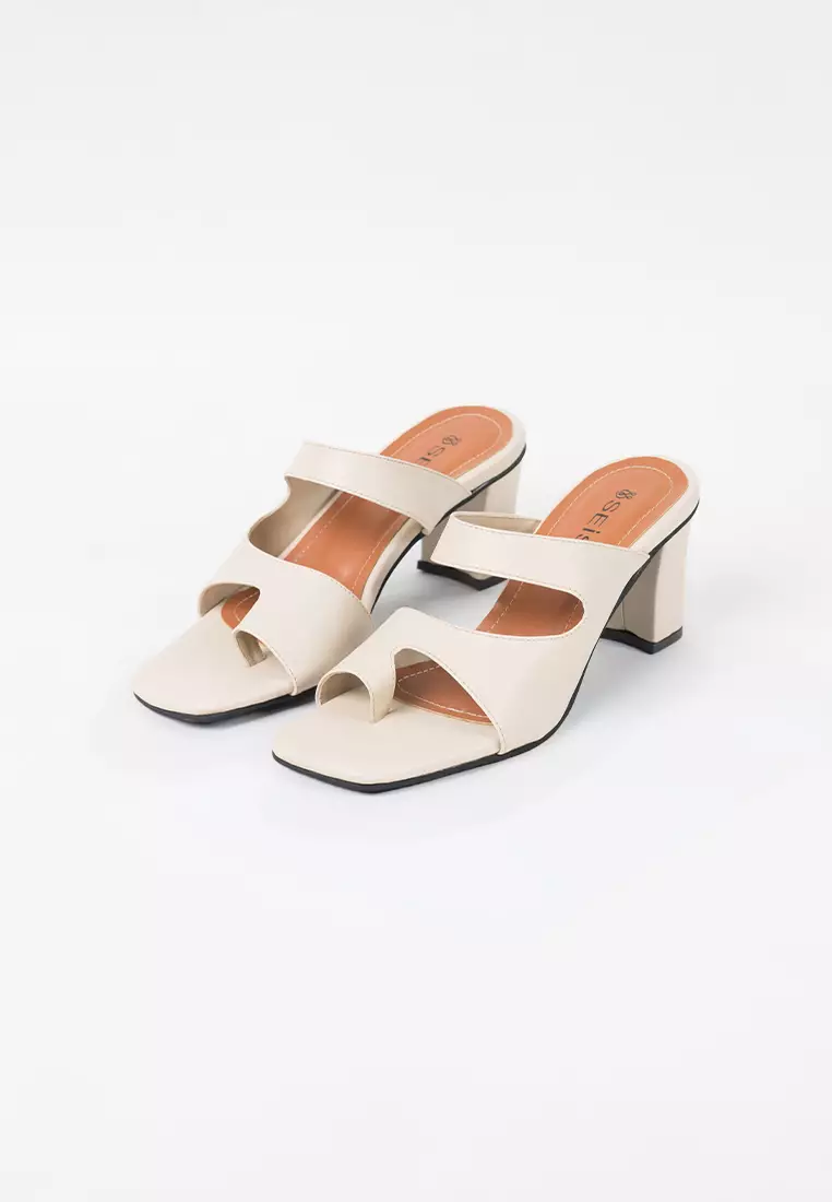 Seis Selen Sandal Heels Wanita 7 cm-CREAM