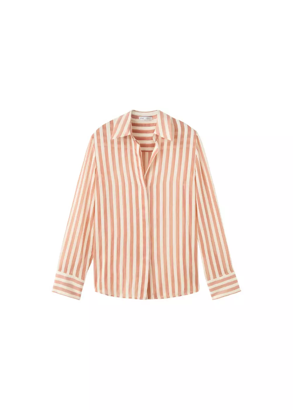 Kemeja lyocell salur semitransparan