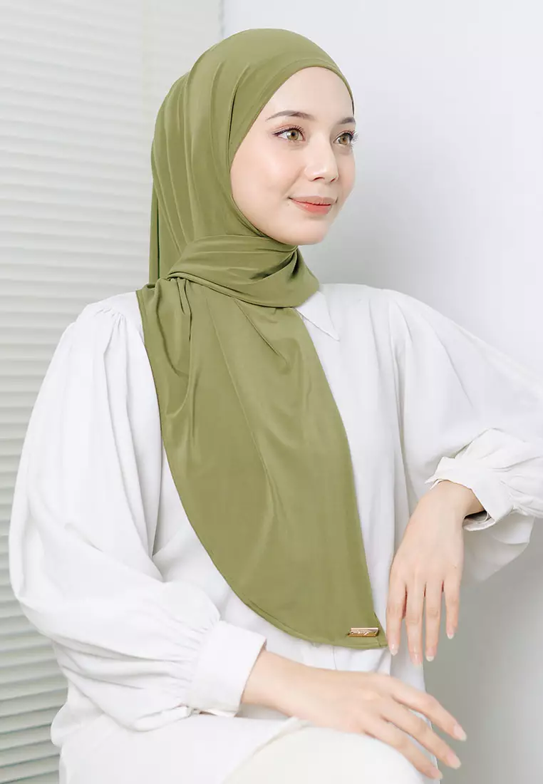 Qiya Instan Square New Series (Hijab Instan Segiempat Jersey) Army