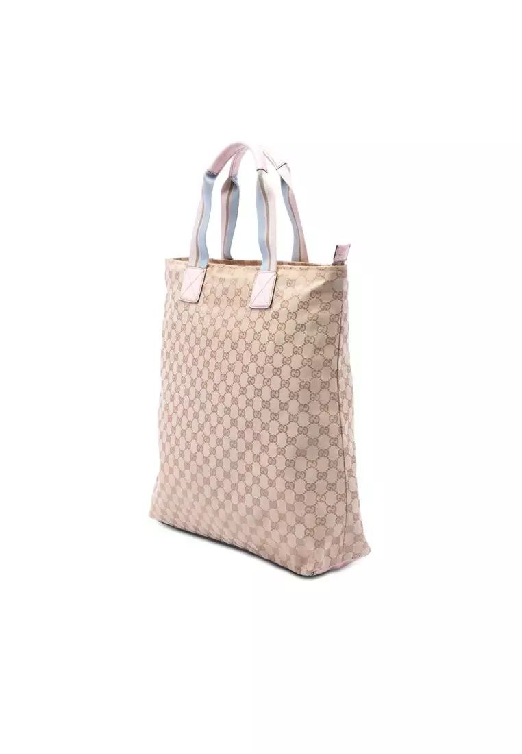 Pre-Loved Gucci Gg Canvas Web Vertical Tote