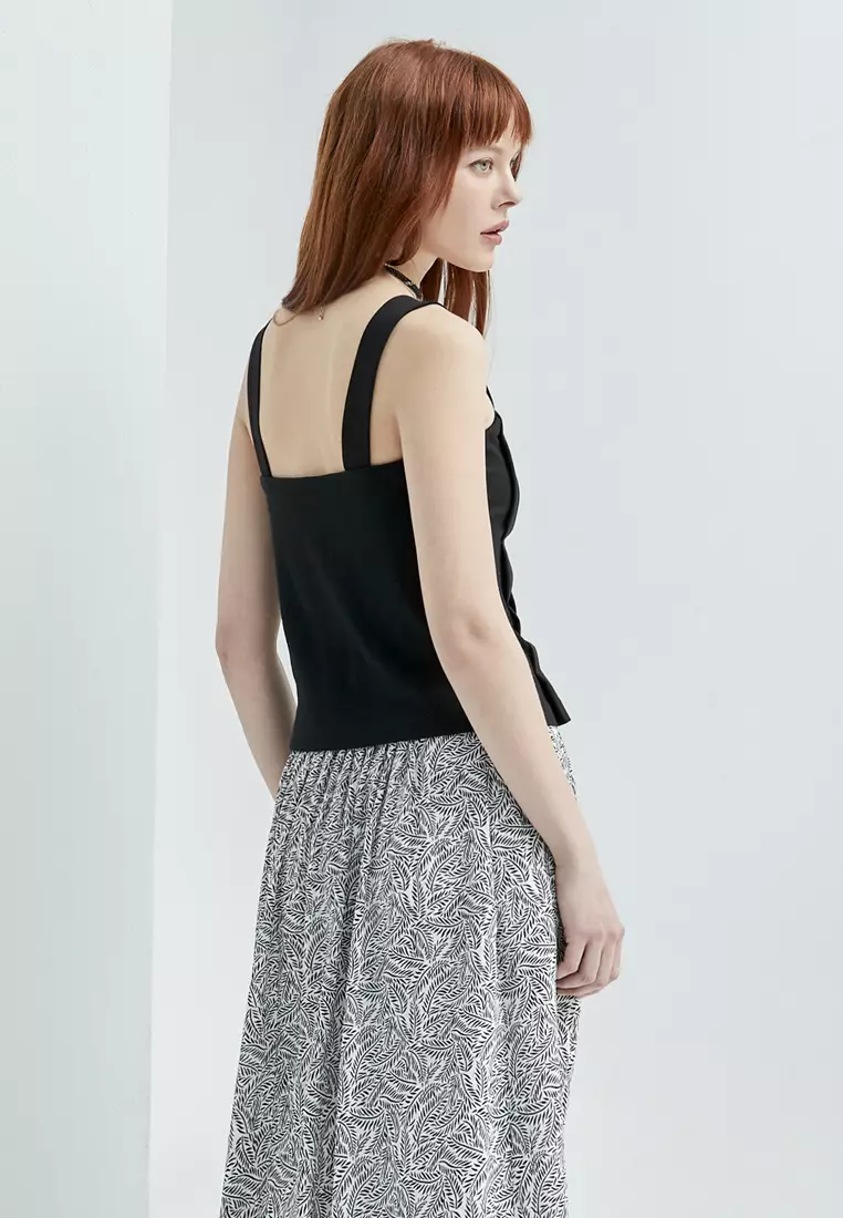 Pleated Black With Embroidery Detail