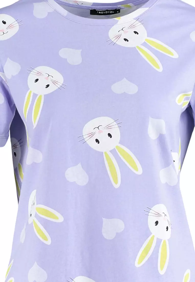 Printed T-Shirt and Shorts Pajama Set