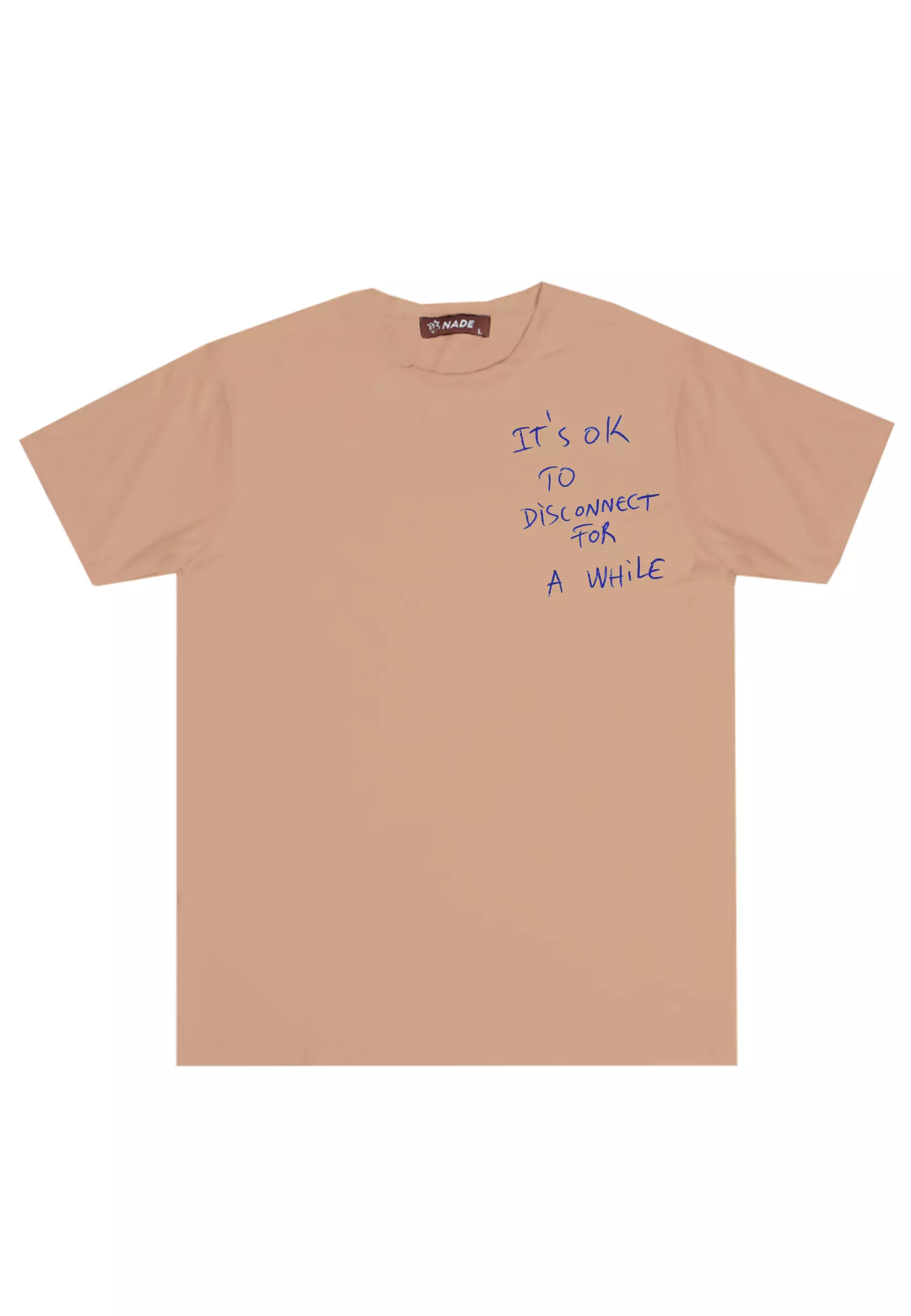 NTD04 kaos anti kusut drifit spandex tangan pendek lightweight its ok to disconnect nade khaki