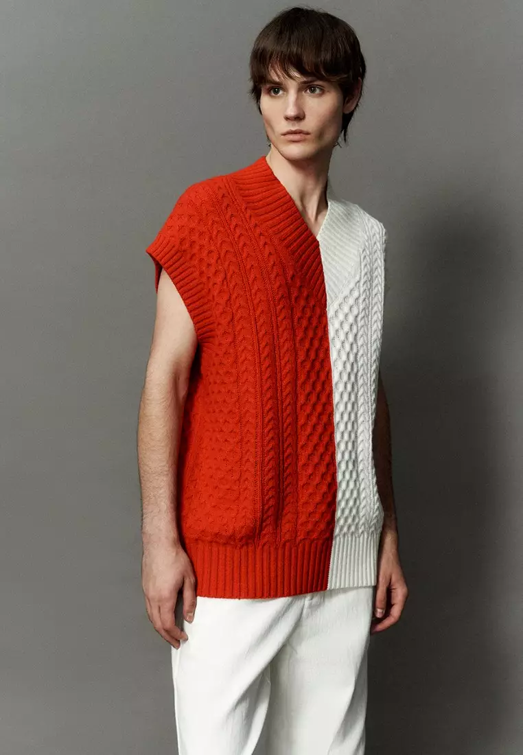 Red on sale knit vest