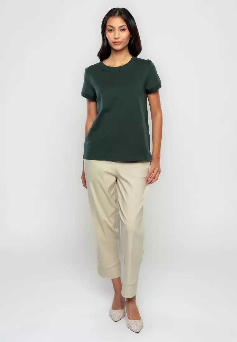 Araceli T-shirt with Braided Neckline Detail