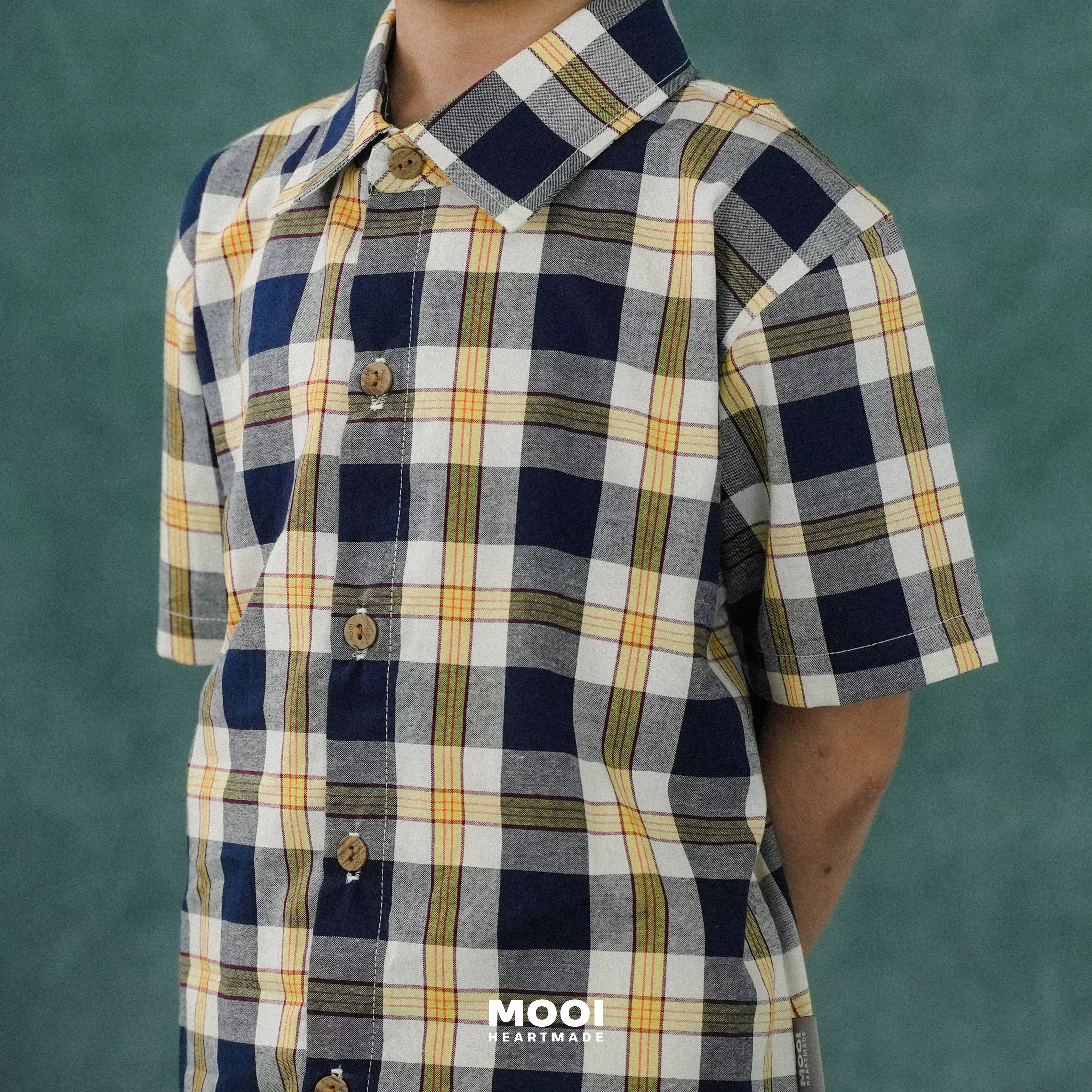 Mooi Kemeja Anak Laki-laki Kemeja Katun Motif Ethan Shirt - Dark Maroon