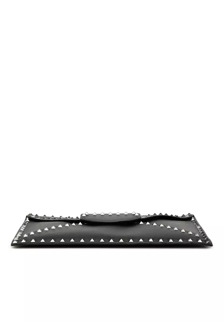Pre-Loved Valentino Leather Rockstud Untitled Envelope Clutch