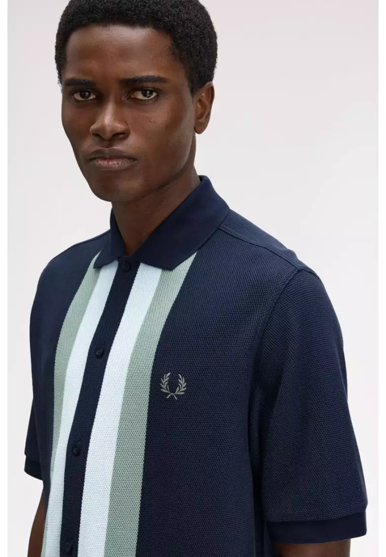 Buy Fred Perry Fred Perry M8522 Panelled Button Through Polo Shirt