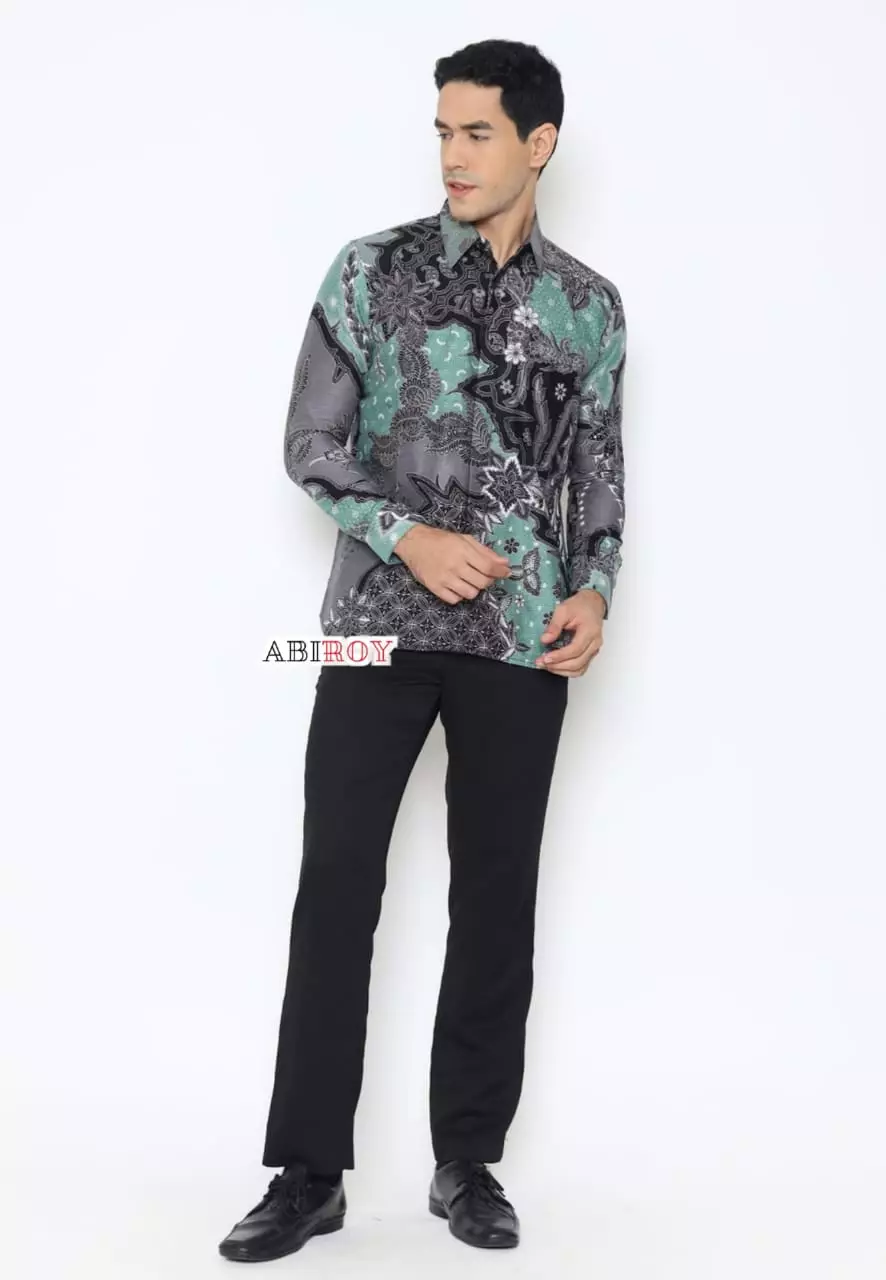 Kemeja Batik Pria Premium Slimfit Elegant Modern Lengan Panjang Trisira Ijo