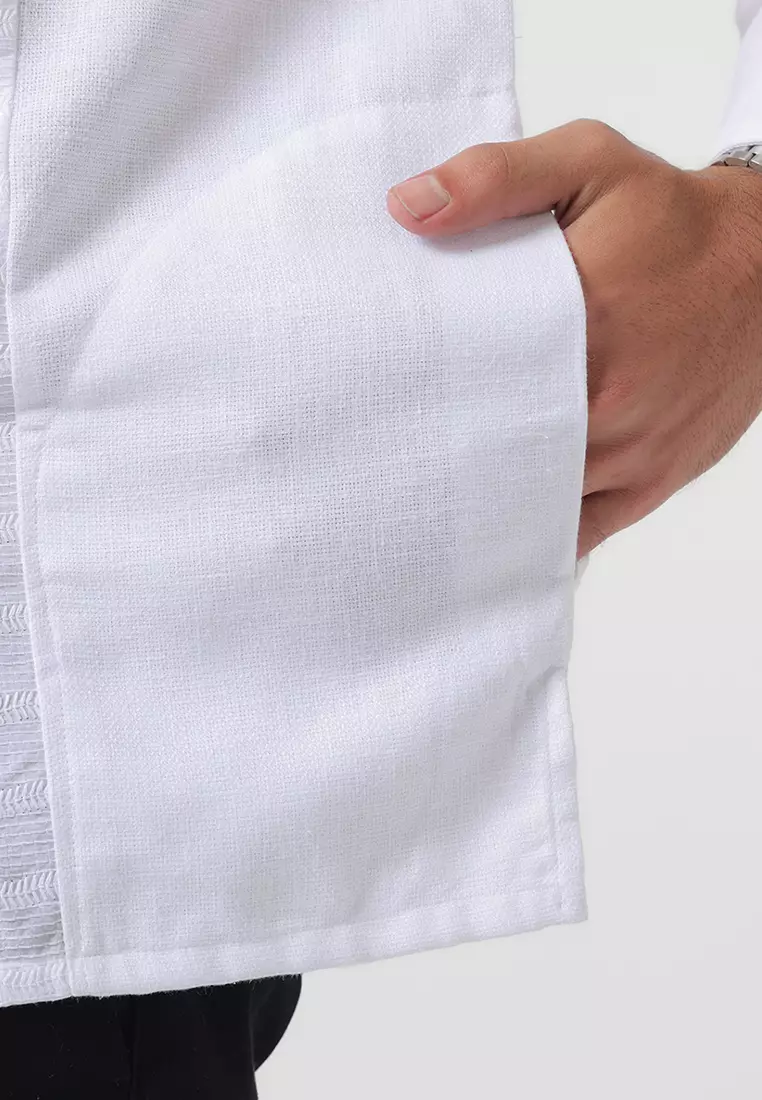 Kemeja Koko Pria Lengan Panjang Baju Muslim Pria GRISHNA WHITE