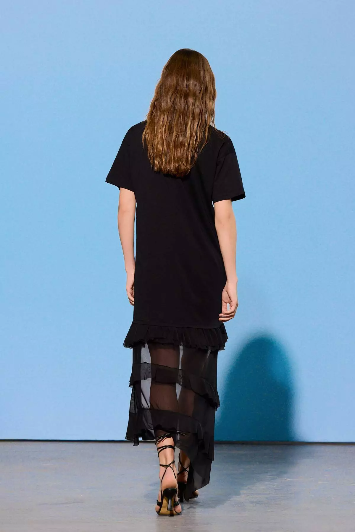 Limited Edition Black Low Arm Short Sleeve Tok 1% Cotton Knitted T-Shirt Dress Twoss26El41