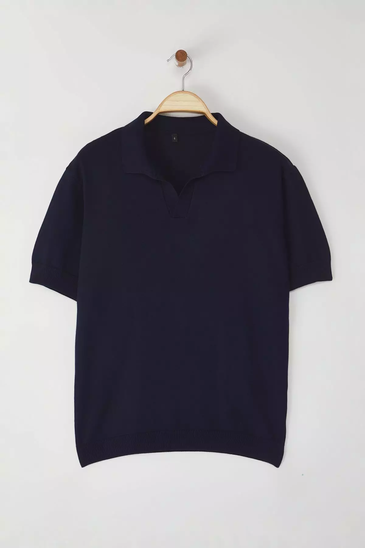 Navy Blue Regular Polo Collar Plain Polo Collar T-shirt TMNSS25PO00008