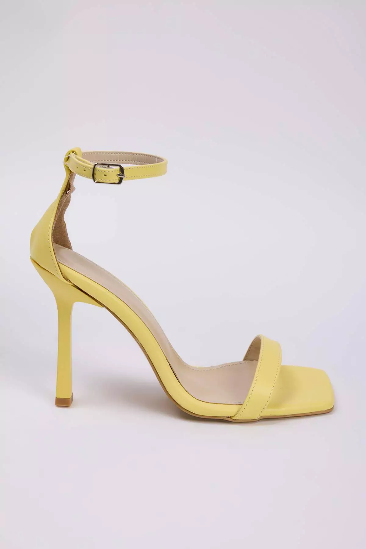 Yellow Ankle Strap Women's Thin Heeled Shoes Takss25To00097