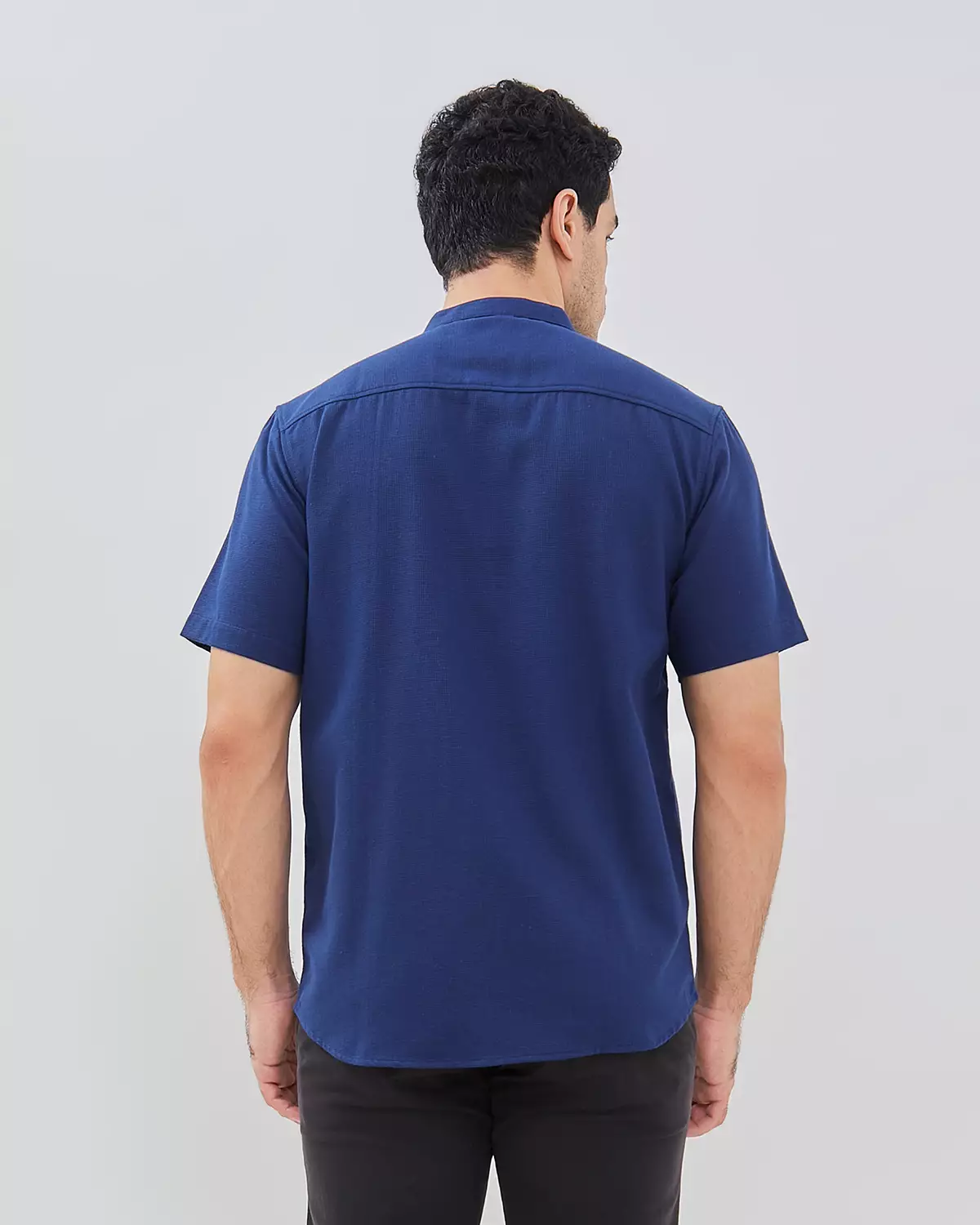 AMK Kemeja Koko Pria Lengan Pendek KK Sadam Ss Blue Depth