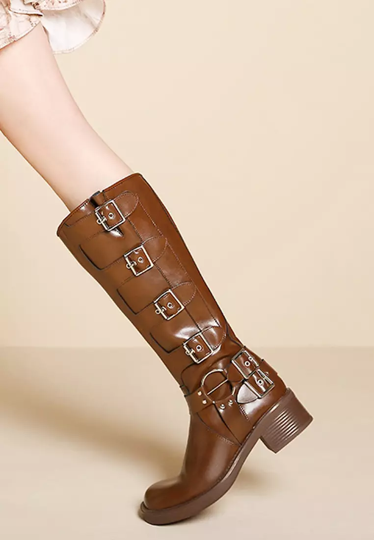 Twenty Eight Shoes VANSA Fashionable Buckled Platform High Boots