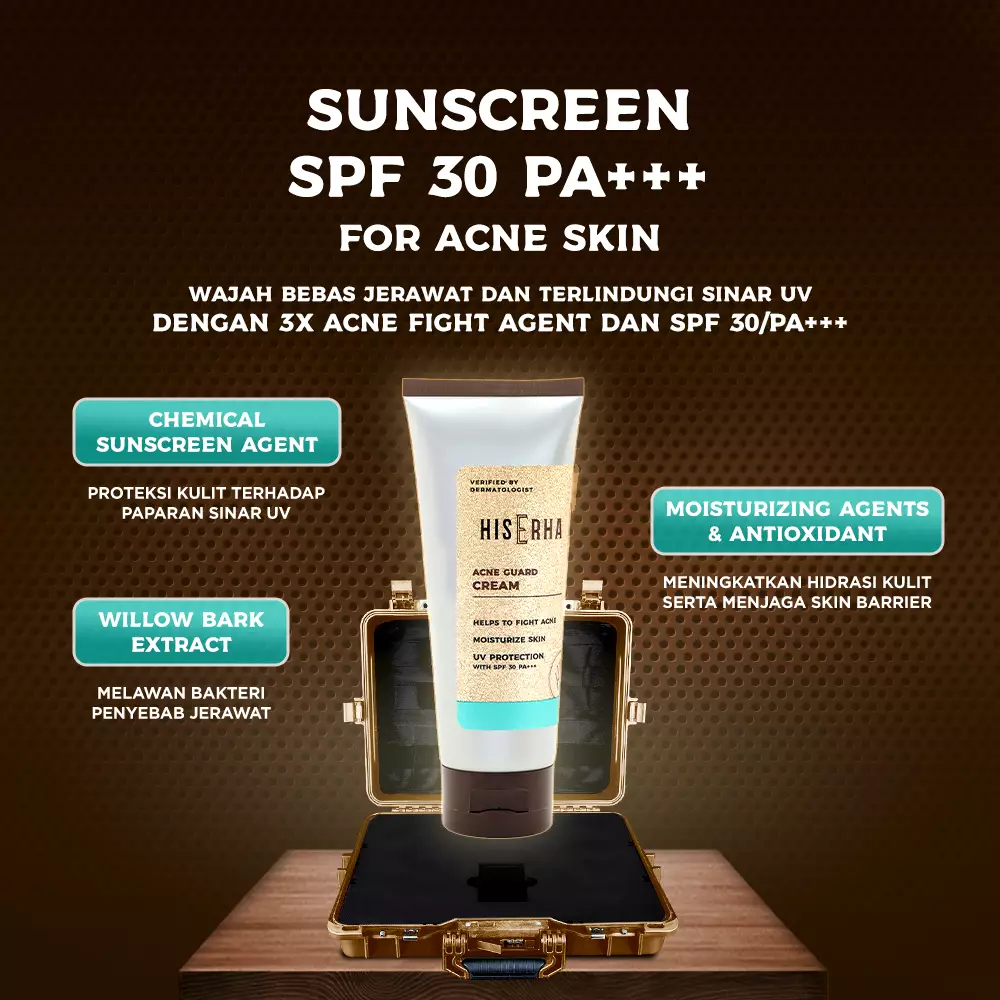 HisErha Sunscreen for Acne – Sunsreen Pelembab SPF 30/PA +++